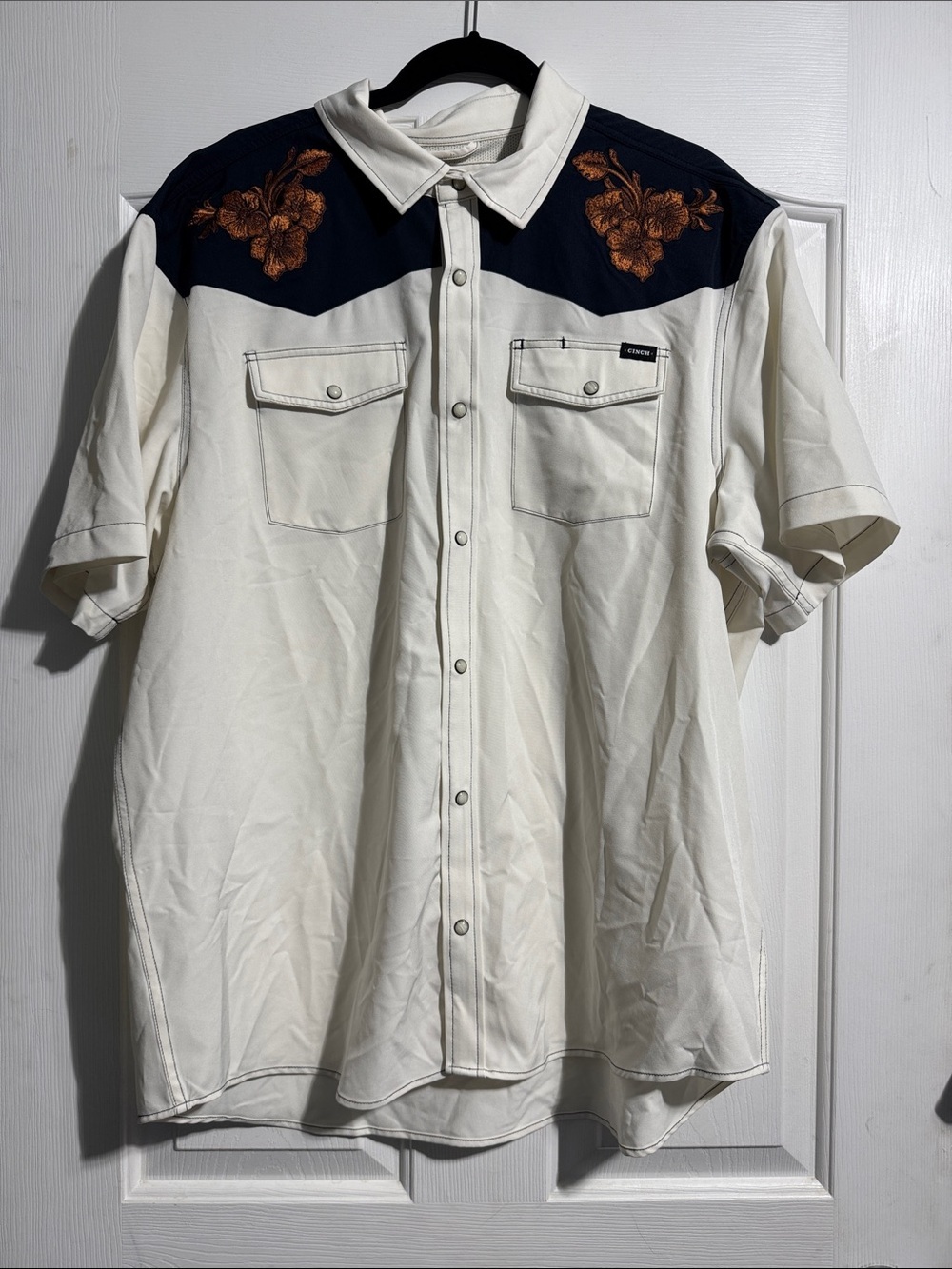 NWT Cinch Classic Cowboy Collection ArenaFlex Western Shirt XL Embroidered Pearl